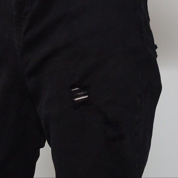 DISTRESSED DARK WASHED BLACK OVERALLS - Picture 7 of 7